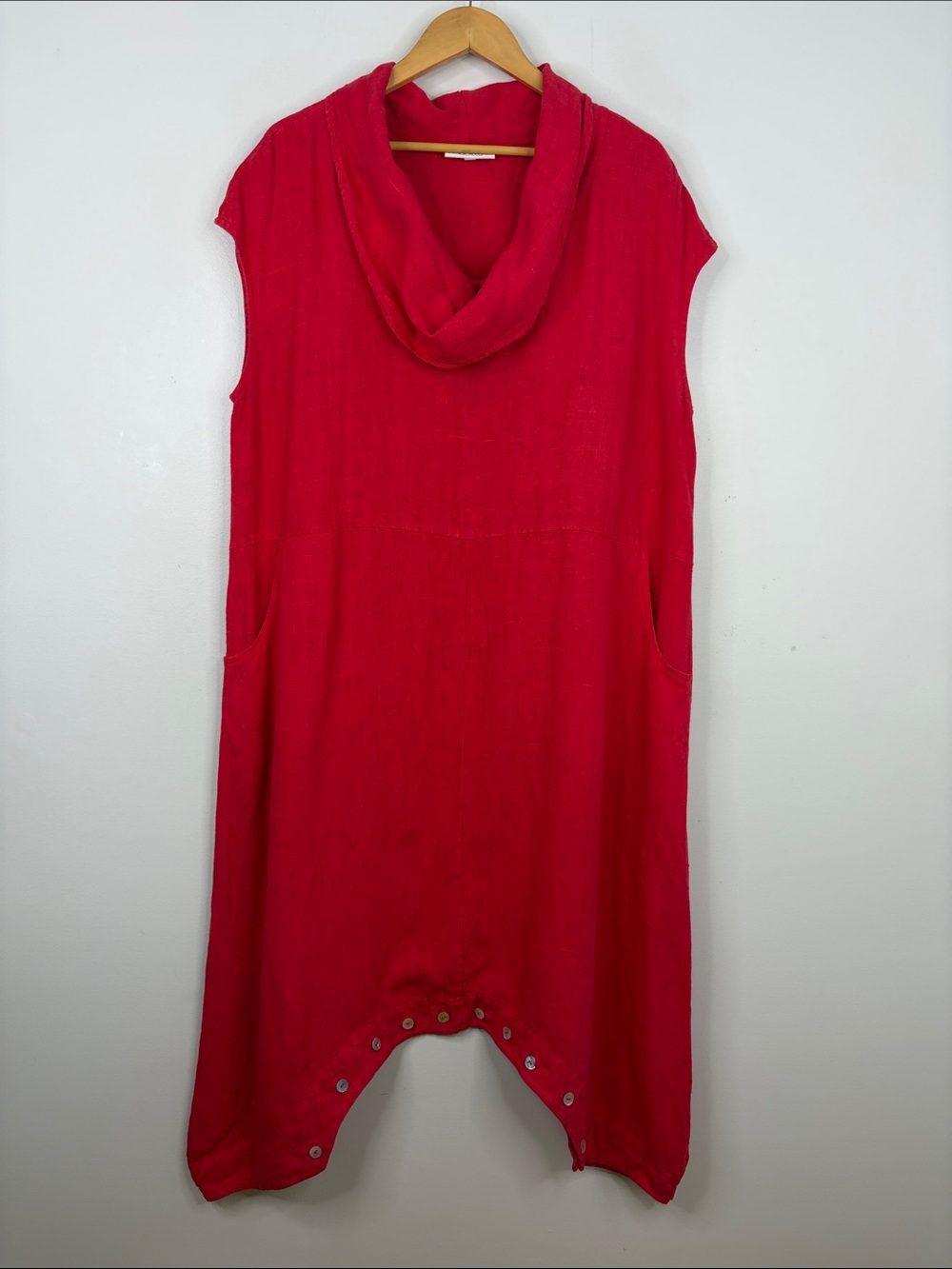 Bryn Walker Jumpsuit Womens XL Hot Pink Linen Sleeveless Cowl Neck Romper Dress